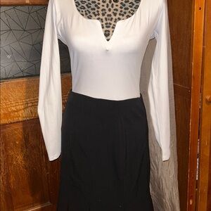 White v long sleeved body suit, great W/skirts, pants, , layering,!NWT